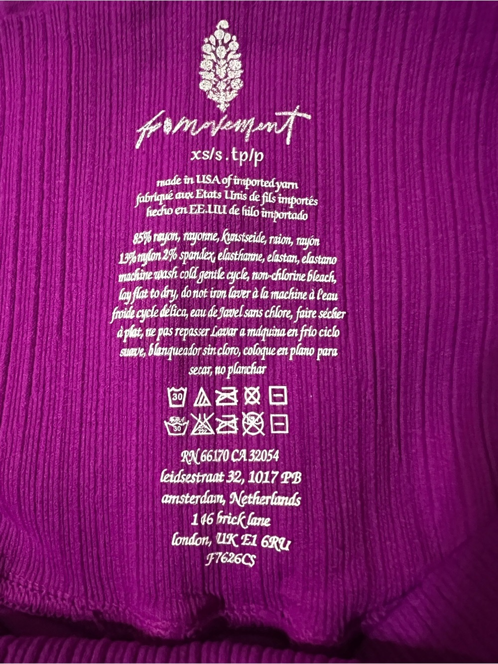 Free People High Rise 7/8 Good Karma Leggings Purple XS/S NWOT - Picture 4 of 4
